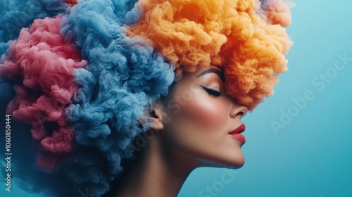 Creative Portrait with Colorful Cloud Hair
