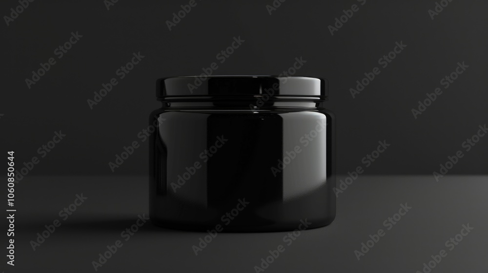 This is a digital of an elegant, black cylindrical jar with lid. The artwork showcases a monochrome textured surface that gives the object a sleek and modern appearance. This is a digital of an elegant, black cylindrical jar with lid. The artwork showcases a monochrome textured surface that gives the object a sleek and modern appearance.