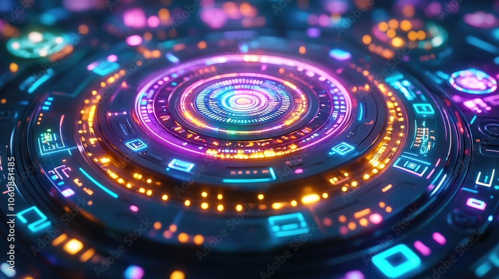 Futuristic ai interface with complex data visualizations and neural network patterns for advanced technology design Futuristic ai interface with complex data visualizations and neural network patterns for advanced technology design
