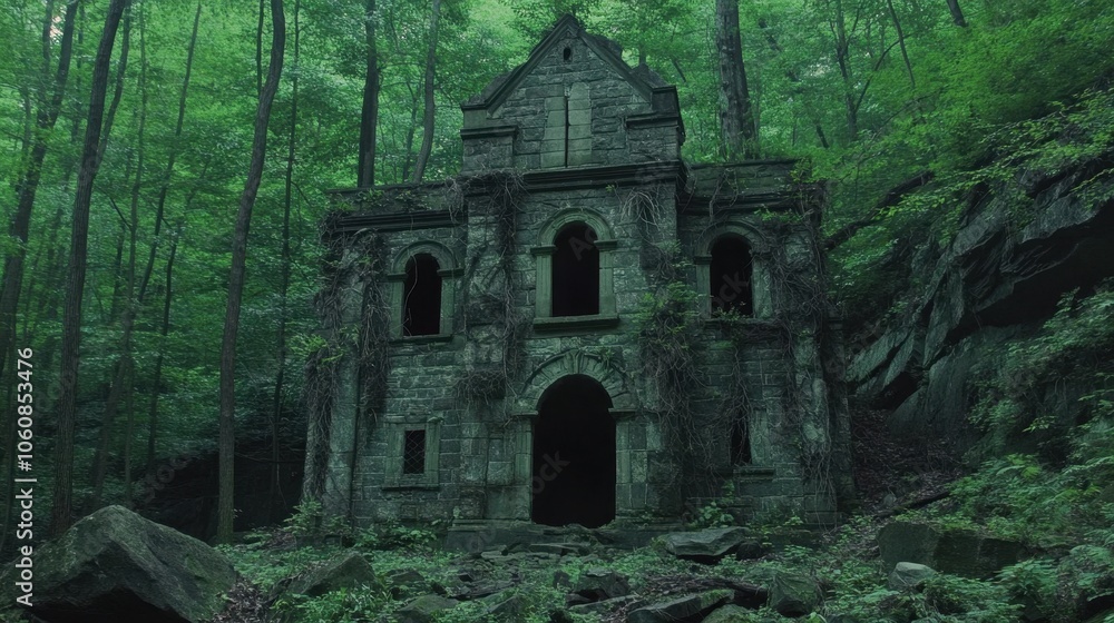Enchanting Ruins Nestled in the Lush, Green Forest Enchanting Ruins Nestled in the Lush, Green Forest