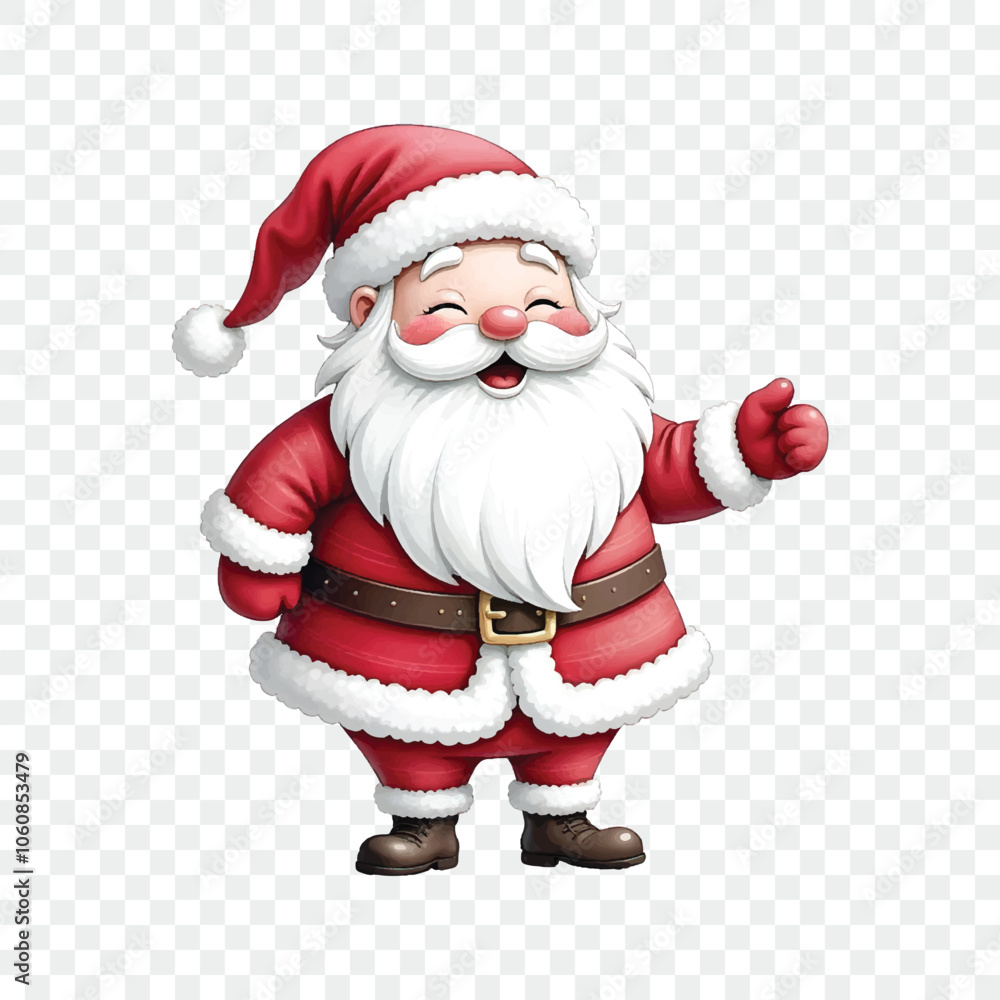 Obraz premium Watercolor christmas santa claus on transparent background isolated. Christmas and gifts. New Year