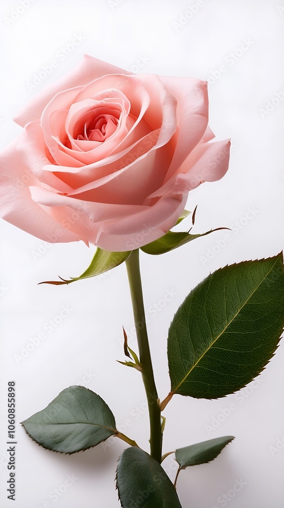 Obraz premium Single pink rose. Valentine's day. 