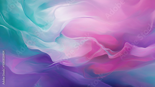 Soft Fluid Abstract Background with Vibrant Purple, Pink, and Teal Hues, Blending Shapes and Gentle Highlights for a Dreamy Look