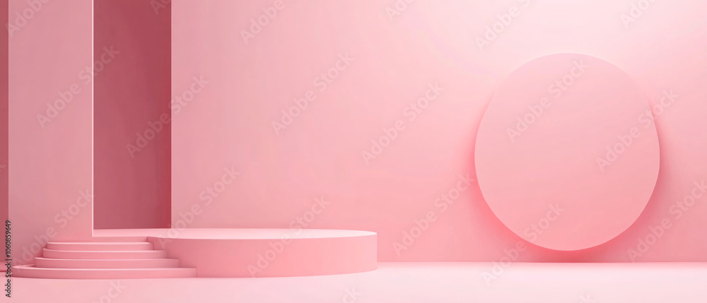 Minimalist Pink Geometric Shapes Abstract Background with Platform and Circle, Minimalist Pink Geometric Shapes Abstract Background with Platfo Minimalist Pink Geometric Shapes Abstract Background with Platform and Circle, Minimalist Pink Geometric Shapes Abstract Background with Platfo