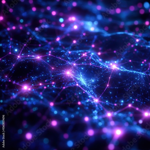 Wallpaper Mural Futuristic technology landscape with intricate blue and purple network connections. Generative AI Torontodigital.ca