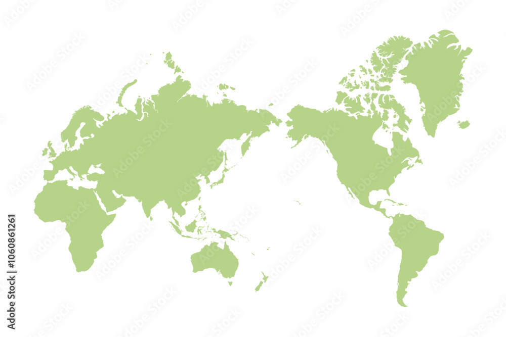 世界地図_薄い緑色 世界地図_薄い緑色