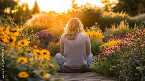 Serenity in the Golden Garden: A Peaceful Moment of Contemplation