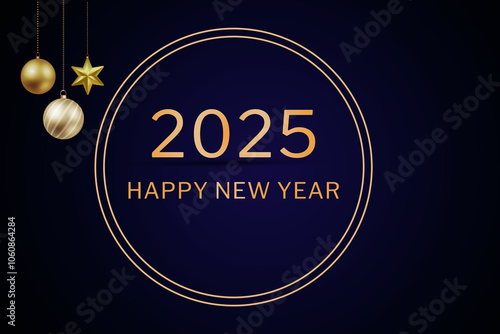 happy new year 5025 with stars and blue baground