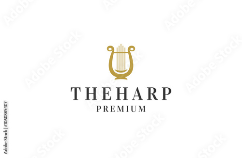 Harp logo icon design template flat vector