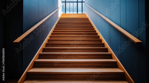 Modern Wooden Stairway in Bright Interior Space