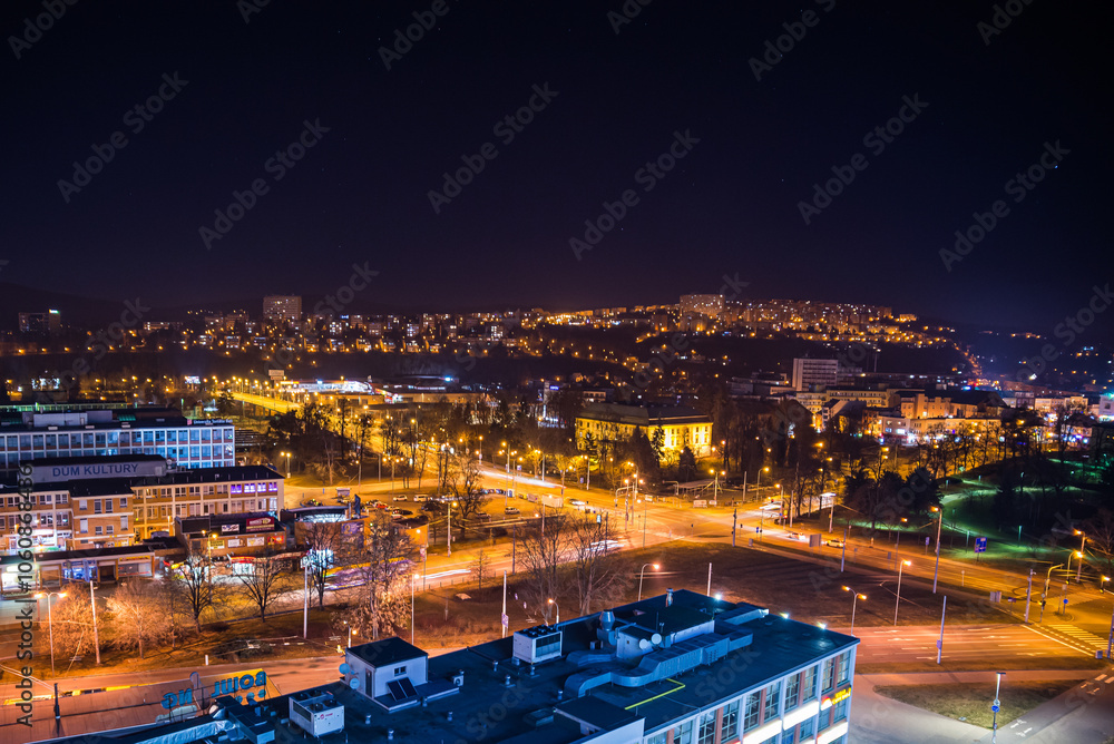 Fototapeta premium Zlin, Czech republic - March 12, 2022. Panorama of winter city