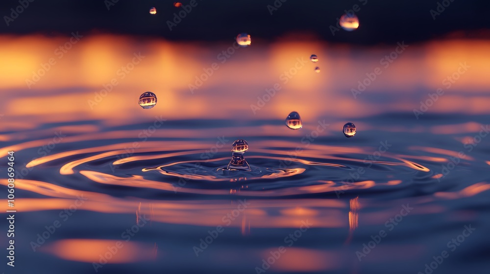 Water drops falling in a synchronized pattern onto a reflective surface Water drops falling in a synchronized pattern onto a reflective surface