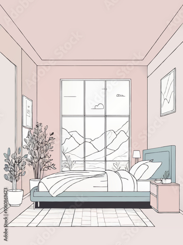 modern bedroom cartoon vector