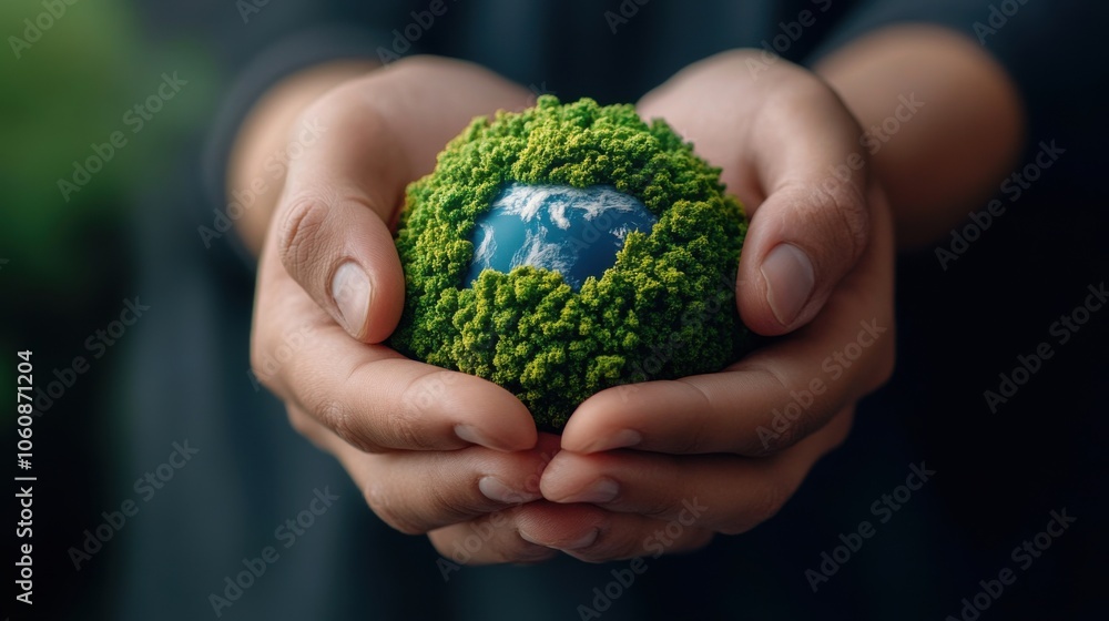 Hand Holding a Green Earth Concept for Sustainability Hand Holding a Green Earth Concept for Sustainability