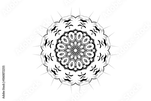 Symmetrical mandala with intricate dots and lines in a balanced, meditative design
