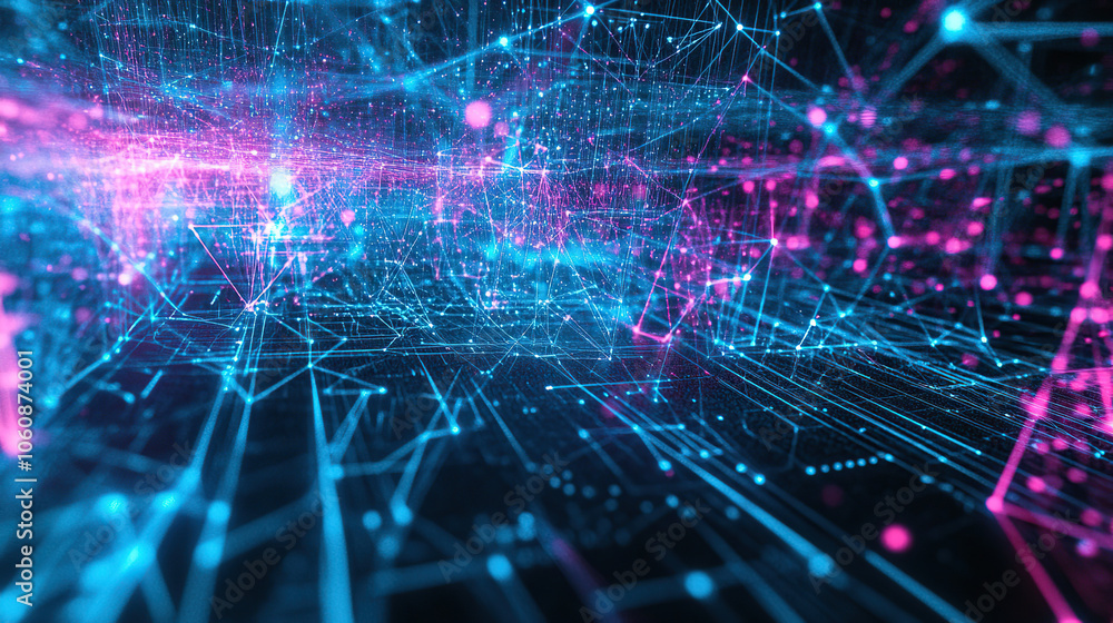 Neon Digital Grid: Abstract Technology Background Neon Digital Grid: Abstract Technology Background
