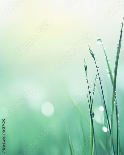 Fresh Dewdrops on Blade of Grass