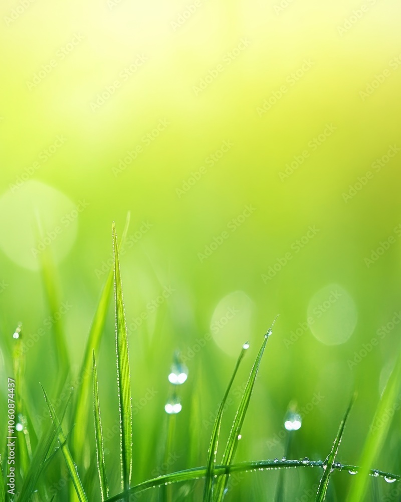 Fototapeta premium Morning Dew on Single Grass Blade