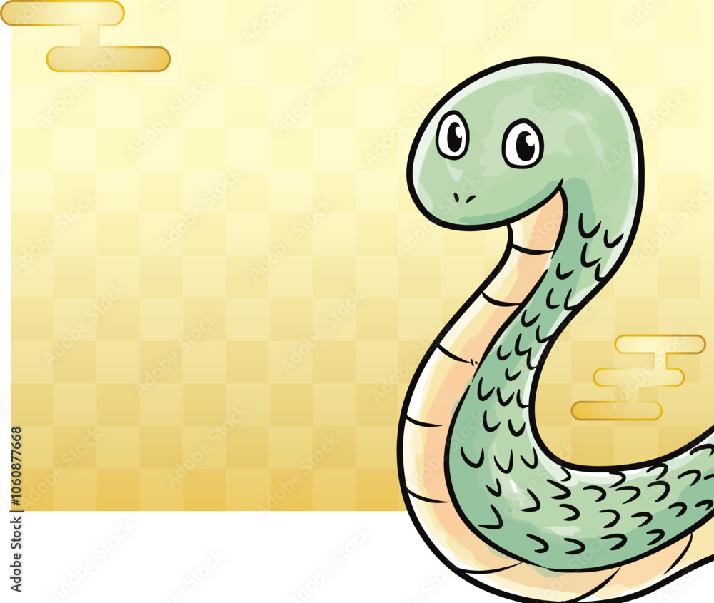 Fototapeta premium 巳年 蛇の年賀状 