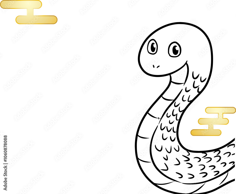 Fototapeta premium 巳年 蛇の年賀状 