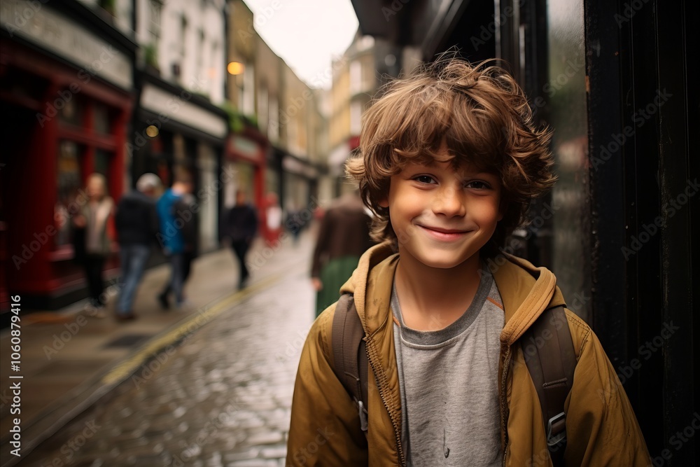 Portrait of a smiling young boy in the street of London. Portrait of a smiling young boy in the street of London.