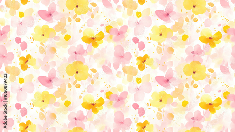 Colorful seamless pattern depicting a soft spring background in yellow and pink hues perfect for fabric design and home decor Colorful seamless pattern depicting a soft spring background in yellow and pink hues perfect for fabric design and home decor