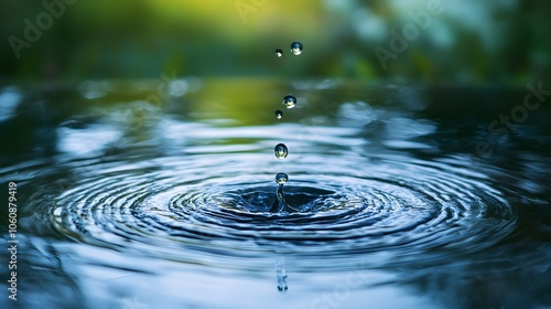 Wallpaper Mural Water drops landing in a puddle creating a ripple effect Torontodigital.ca