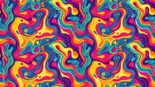 Wallpaper Mural Seamless abstract pattern featuring vibrant psychedelic liquid colors ideal for textiles and modern design Torontodigital.ca