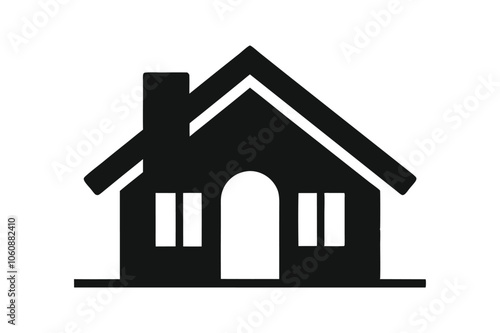 Simple house icon silhouette black vector art illustration.