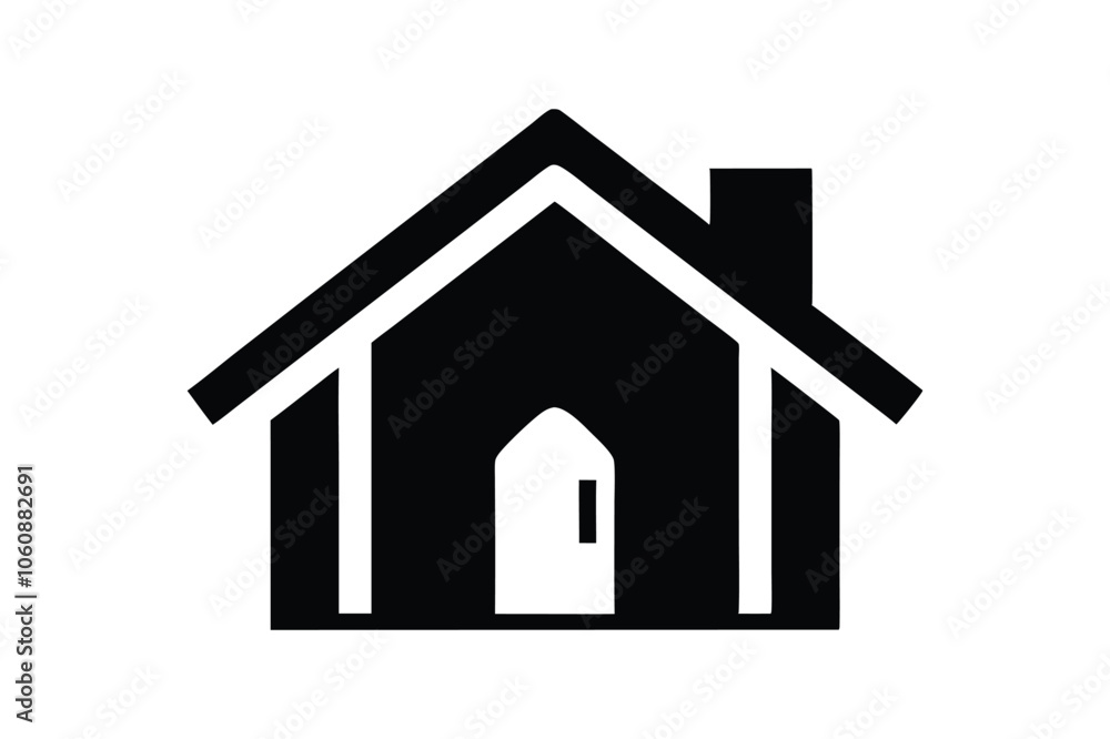 Simple house icon silhouette black vector art illustration. Simple house icon silhouette black vector art illustration.