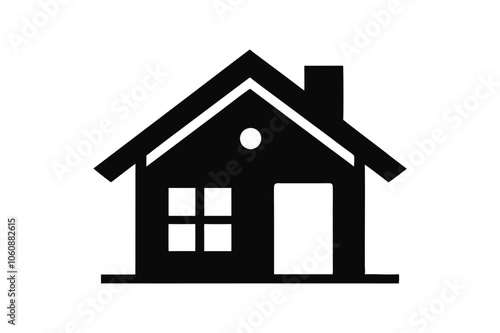 Simple house icon silhouette black vector art illustration.