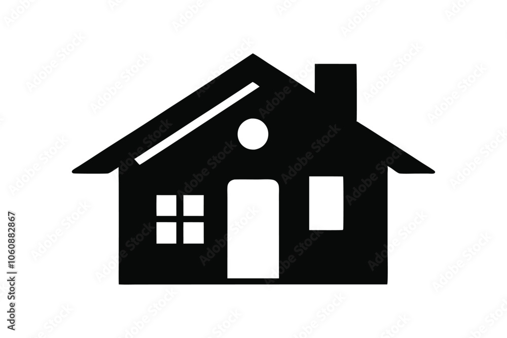 Simple house icon silhouette black vector art illustration. Simple house icon silhouette black vector art illustration.
