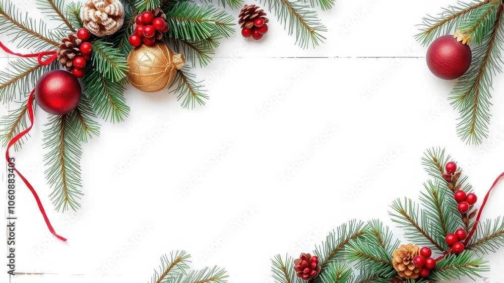 Christmas border featuring fresh fir branches and pine cones, perfect for festive decorations, border, holiday, traditional Christmas border featuring fresh fir branches and pine cones, perfect for festive decorations, border, holiday, traditional