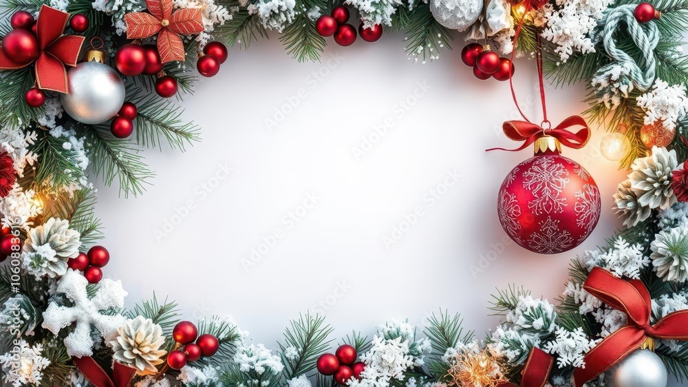 Christmas border with coniferous branches and glowing lights, festive, ornament, winter Christmas border with coniferous branches and glowing lights, festive, ornament, winter
