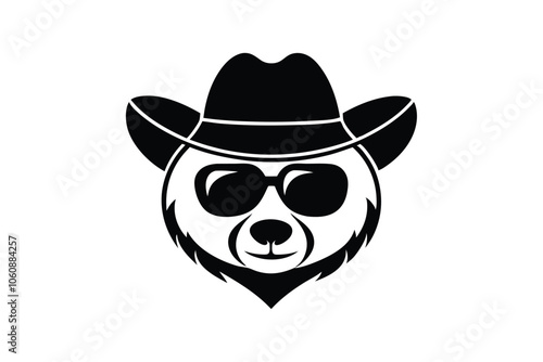 Cool Cowboy Panda with Sunglasses - Fun Vector Illustration for Cute Animal Icons, Western Style & Playful Decor