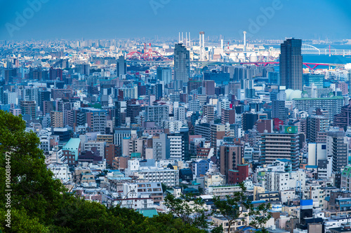 Cityscapes of Kobe city in winter Skyline, office building and downtown of Kobe Bay, Japan, Kobe has been an important port city. photo