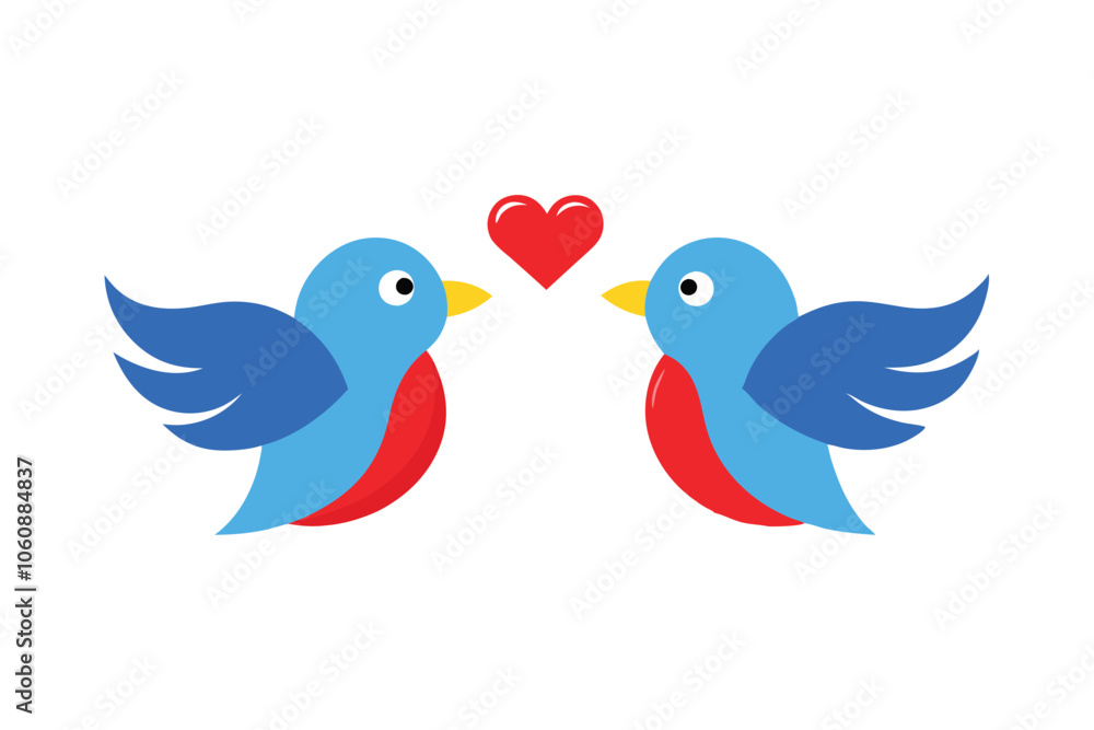 Adorable Lovebirds with Heart - Cute Valentine Bird Vector Illustration for Romantic Decor, Cards & Wildlife Art Adorable Lovebirds with Heart - Cute Valentine Bird Vector Illustration for Romantic Decor, Cards & Wildlife Art
