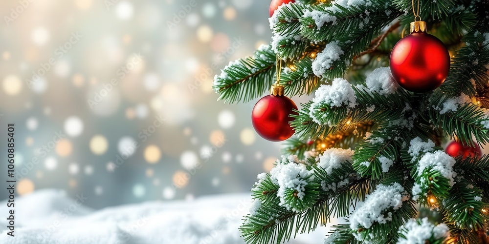 Cozy Christmas background with festive decorations and twinkling lights, green, Christmas, winter Cozy Christmas background with festive decorations and twinkling lights, green, Christmas, winter
