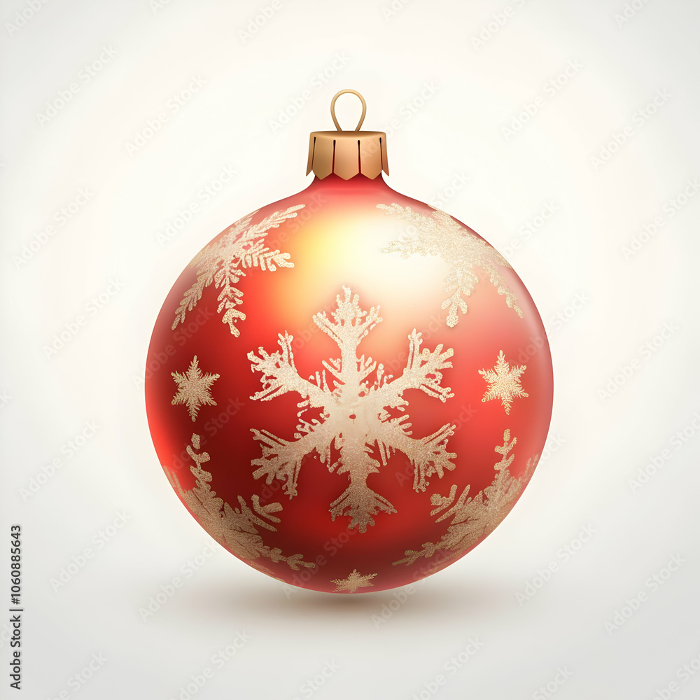 A shiny red Christmas ornament with gold snowflakes and stars, perfect for holiday decoration. A shiny red Christmas ornament with gold snowflakes and stars, perfect for holiday decoration.