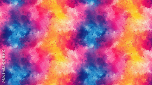 Vibrant seamless pattern featuring neon award motifs creative tie dye designs and watercolor burn effects perfect for backgrounds and graphic projects