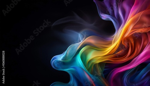 Black Background Rainbow Flowing Illustration E017