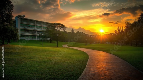 Beautiful Sunset on a Sunny Day at UiTM Campus photo