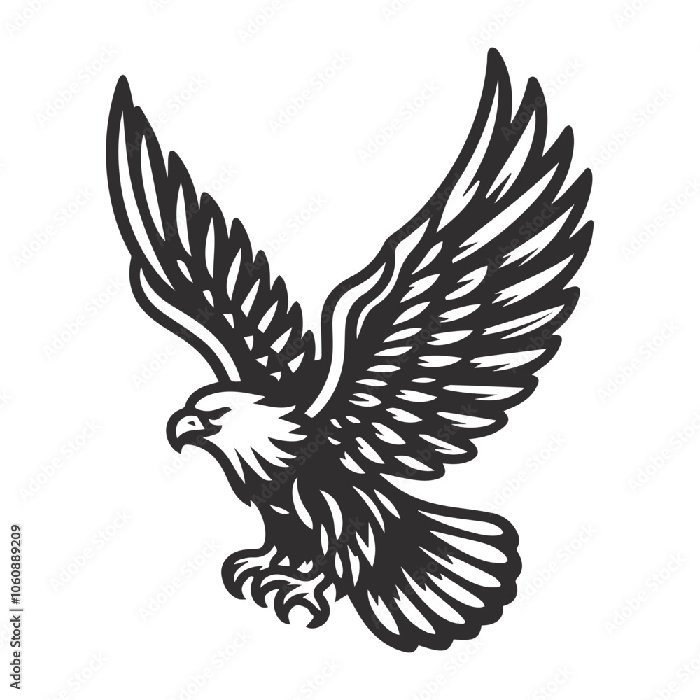 Eagle bird vector silhouette illustration. 