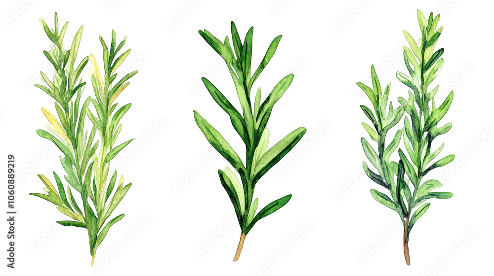 Fototapeta premium Aromatic rosemary trio, exploring textures and colors in culinary herbs. discover the rich tapestry of varieties.