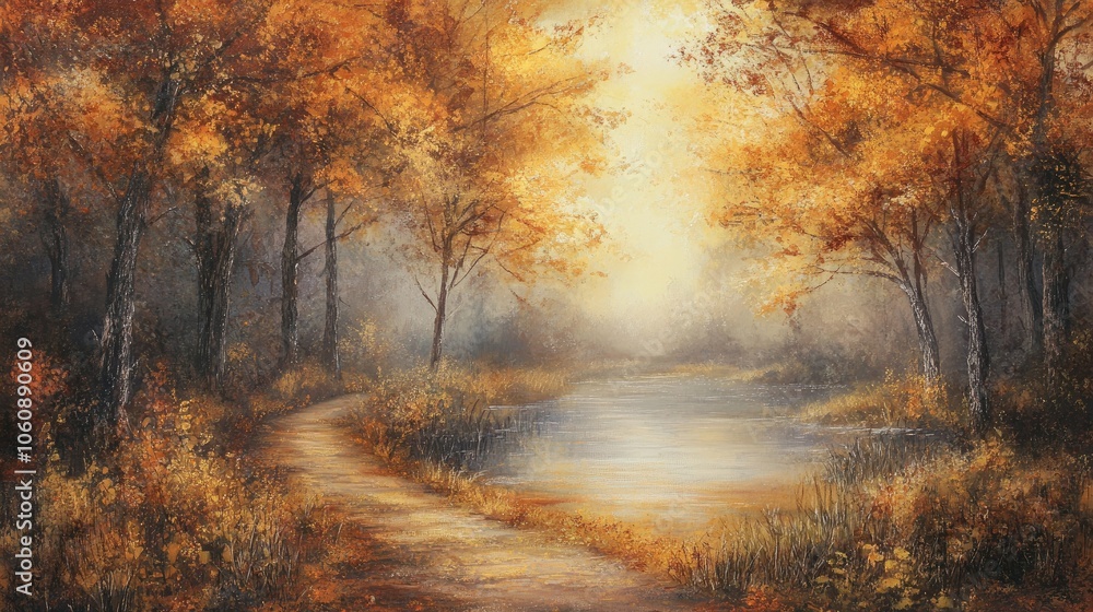 Autumn Landscape with Charming Golden Foliage Autumn Landscape with Charming Golden Foliage