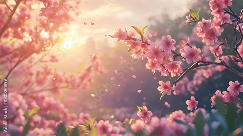 Serene Pink Sakura Flowers in a Dreamy Scene