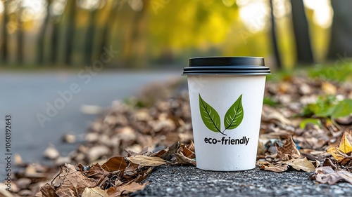 A disposable coffee cup with 