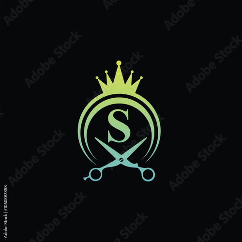Royal Barber Shop Logo With Letter S