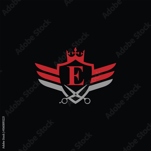 Modern Barber Shop Logo With Letter E