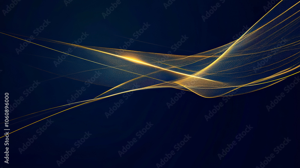Abstract background with golden and orange waves. Smooth flowing light curves with gentle glow effect on navy background. Silky stream texture. Elegant motion concept Abstract background with golden and orange waves. Smooth flowing light curves with gentle glow effect on navy background. Silky stream texture. Elegant motion concept